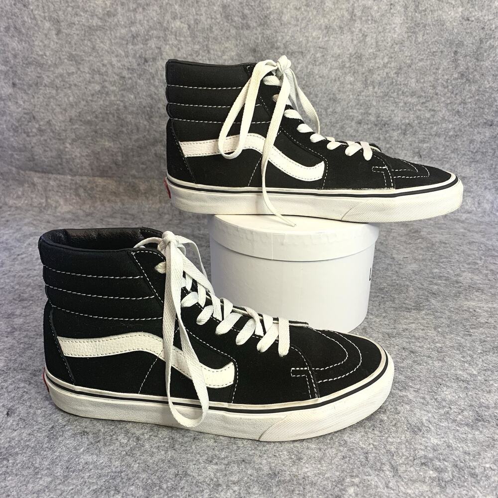 Vans Sk8 Hi Black White Suede High Top Sneakers, Men’s 6.5, Women’s Size 8
